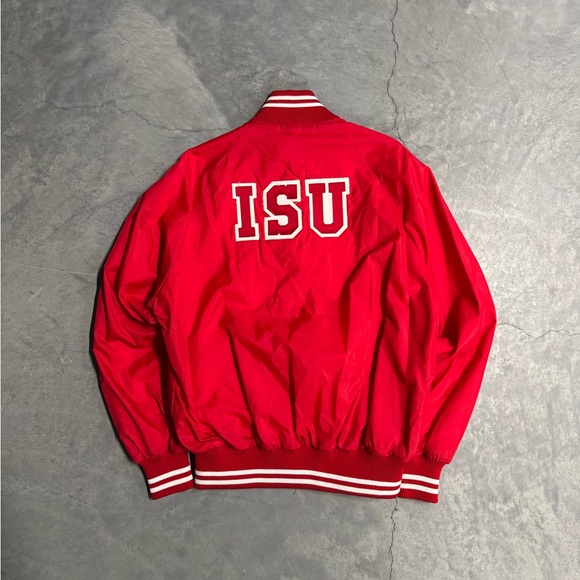 Vintage Champion Red Varsity-Style Men's Bomber Jacket - Picture 2 of 6